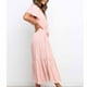 thumbnail image 5 of Gibobby Vestido casual de punto para mujer Vestido de empalme de manga acampanada con cordones y cuello en V de color sólido de moda informal para mujer(Rosa,XL), 5 of 5