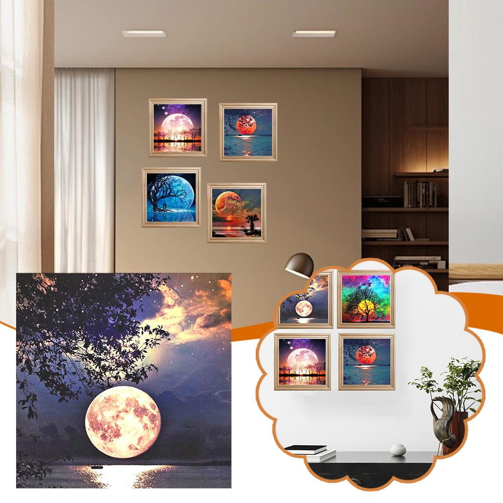 Diamond Painting Kit For Adults | Moonlight Landscape 5D DIY Art, 12x16 Inch, Home Wall Decor Craft