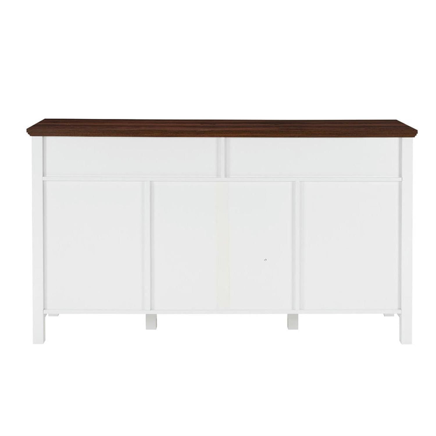 Demi Bonn Farmhouse Sideboard Buffet Cabinet with Hinged Barn Doors, 58" Large Kitchen Storage Cabinet with Adjustable Shelves for Dining Room, Living Room, Enterway, White