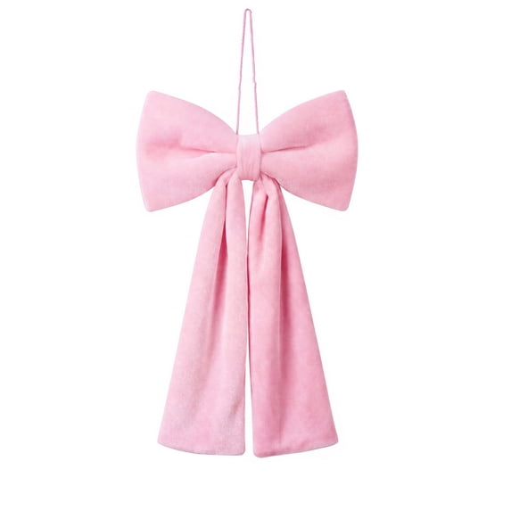 Christmas Decorations Velvet Bow Ornament Handmade Soft Hanging Bow With Rope For Tree Wreath Garland Wall Door Decor