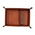 thumbnail image 3 of SunniMix PU Leather Storage Tray Jewelry Tray Folding Bedside Vanity Tray Desktop Organizer Tray Catchall Tray for Wallet Phone Travel Dark Brown, 3 of 8