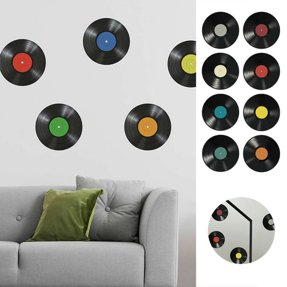Home Decor Record Wall Stickers 8 Pack Record Wall 50S Retro Sign Rock Party Suitable For Home Wall Music Party Wall Stickers Practical