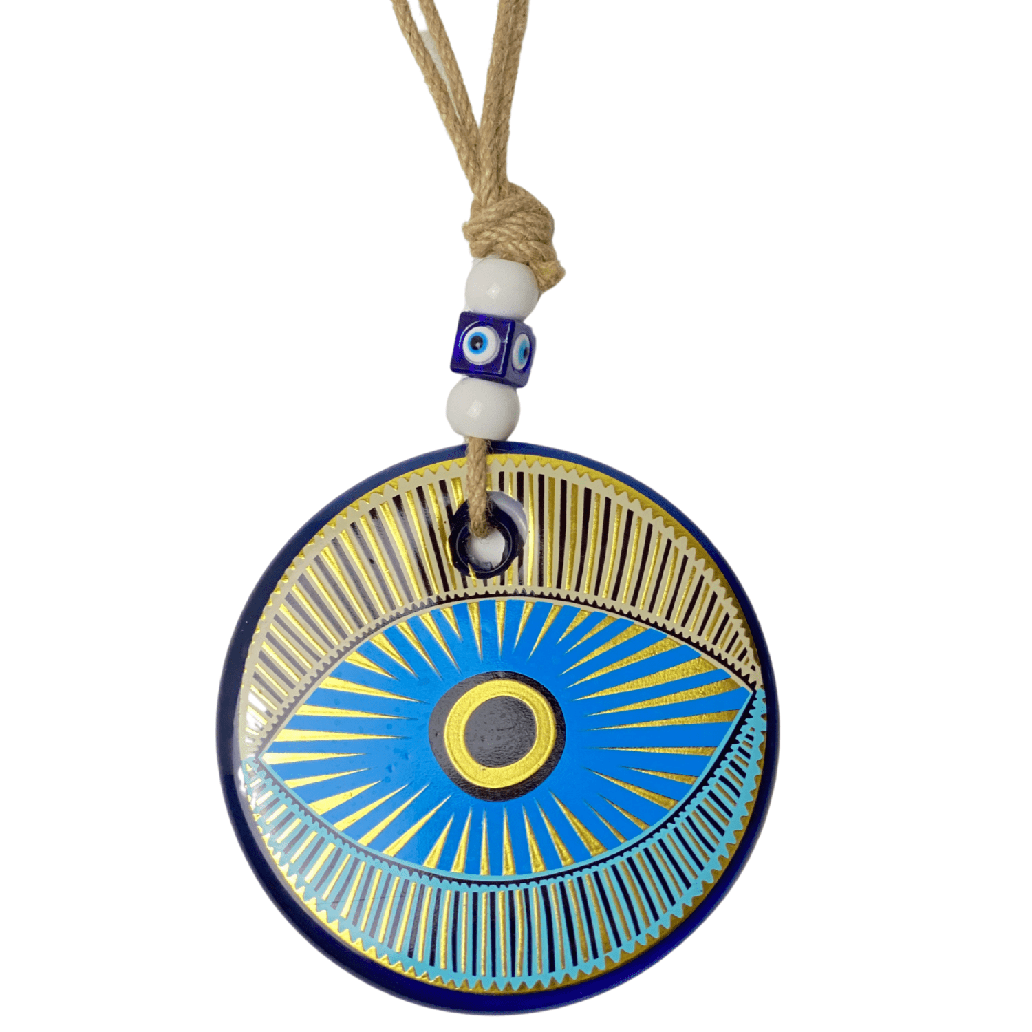 Evil Eye Lovers Turkish Evil Eye Wall Hanging Glass Good Luck Gift Ideas Protection Charm for Home (Large)