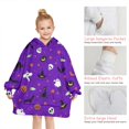 thumbnail image 6 of Purple Halloween Pattern Blanket Hoodies for Kids 6-13YR Oversize Wearable Blanket Hoodies for Boys Girls Teens, 6 of 7