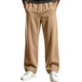 thumbnail image 2 of TKKCS Mens Straight Leg Sweatpants- Elastic Drawstring Waist Activewear Loose Fit Open Bottom Joggers with Pockets Khaki Size XL, 2 of 8