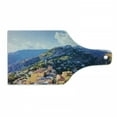 thumbnail image 1 of Sicily Cutting Board, Mountain in Taormina Houses on Hill Medieval Old European Town in Nature Destination, Decorative Tempered Glass Cutting and Serving Board, in 3 Sizes, by Ambesonne, 1 of 2