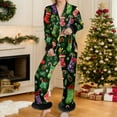 thumbnail image 2 of Christmas Pajamas Women Silk Satin Soft Sleepwear Outfits Long Sleeve Button Down Pjs Set Christmas Lounge Sets for Women, 2 of 4