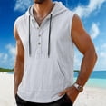 thumbnail image 6 of Noric Men's Sleeveless Hooded Tank Top Button Front Muscle Tee with Big Pocket Casual Gym Hoodie Vest for Summer, 6 of 6