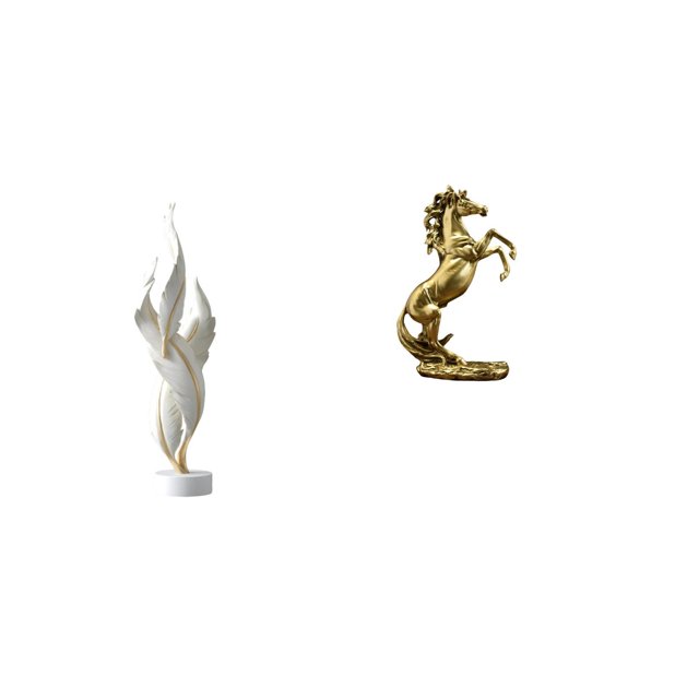 Escultura Moderna De Resina Equina Emplumada, Hecha A Mano, Figura Decorativa Para Oficina, Chimenea, Armario Y Estantería.