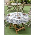 thumbnail image 4 of Outdoor Tablecloth with Umbrella Hole for Patio/Picnic/Party/Camping, Blue Leaves Waterproof Table Cloth Round Cover Washable, Summer Botanical Elegant Pastoral (Dia 60"), 4 of 8