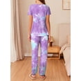 thumbnail image 4 of Avidlove Women Pajamas Set Short Sleeve Pjs Tops with Jogger Pants Loungwear 2 Piece Tie dye Sleepwear with Pockets, 4 of 7