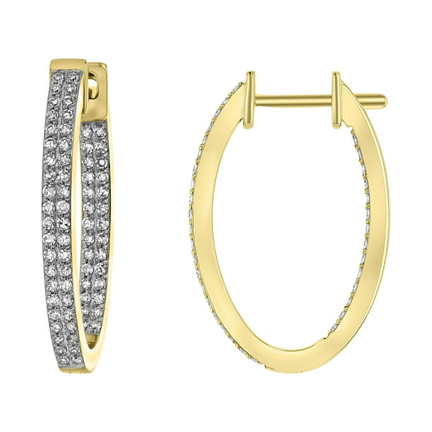 14k Yellow Gold 0.70 Carat Inside Out Diamond Hoop Earrings (H-I, SI2 ...