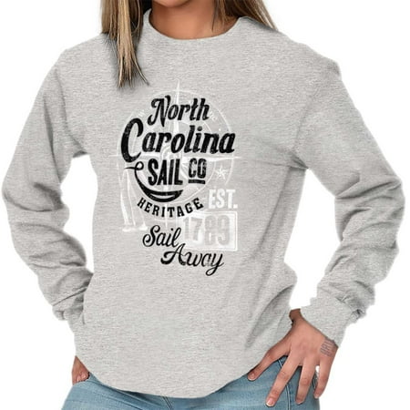 Brisco Brands North Carolina Sail Away Sea NC Ladies Long Sleeve T-Shirt