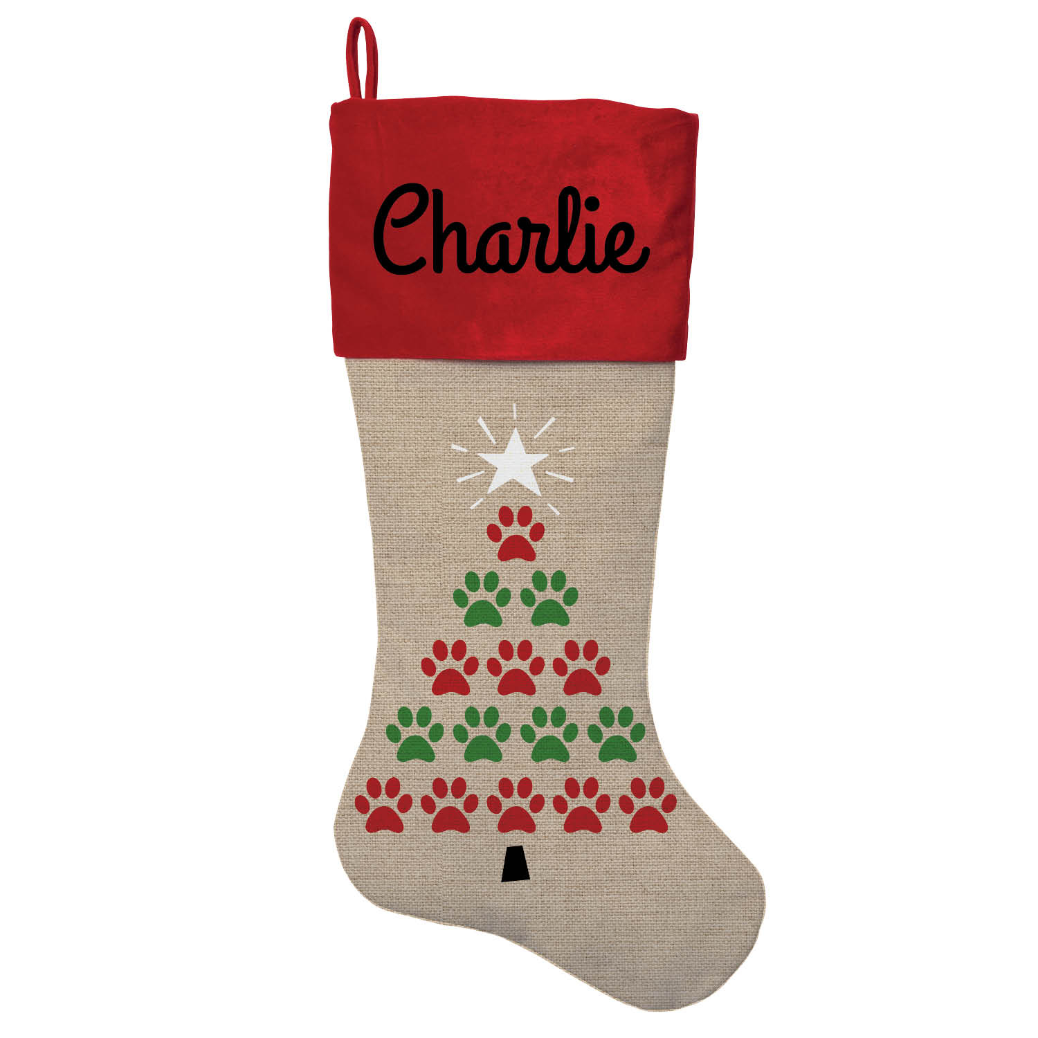Personalized Paw Prints Christmas Stocking