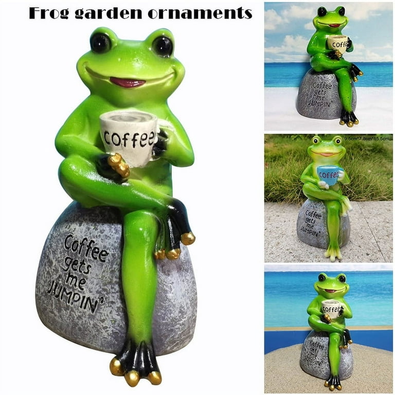 Resin Frogs Garden Decor Statues Resin Frogs Garden Decor Statues Frog Gifts  For Best Friend Frog Rice White Cup 