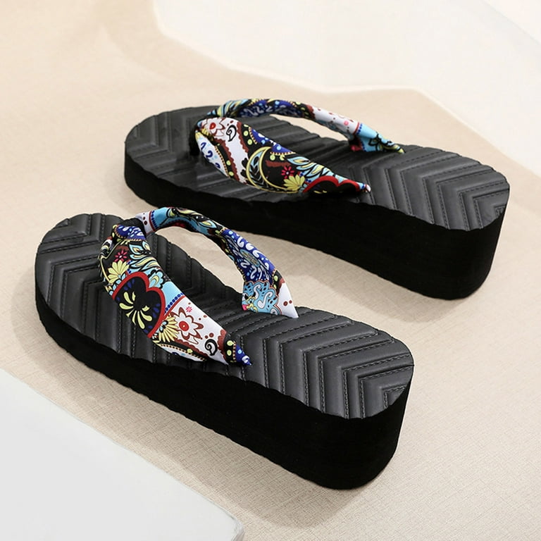 Women Slippers Fashion Spring And Summer Slippers Flip Flops Thick Bottom  Wedge Heel Colorful Casual Beach Shoes