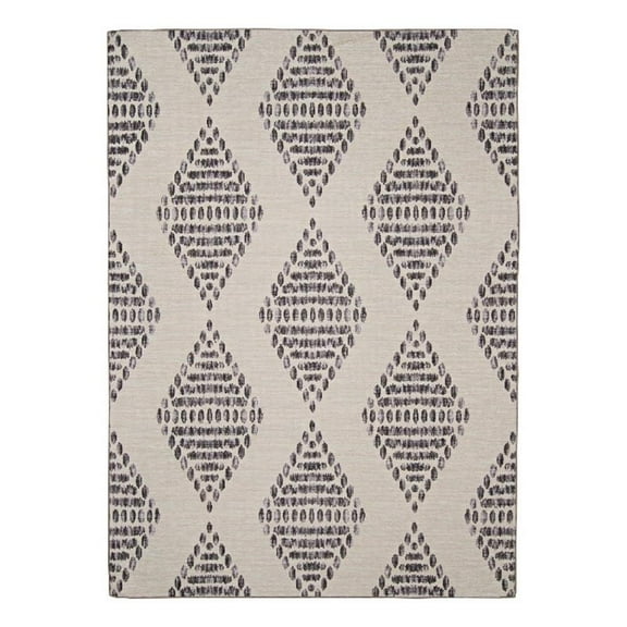 Linon Indoor Outdoor Machine Washable Ezili Area 7'x9' Rug in Ivory and Brown