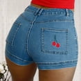thumbnail image 2 of Fesfesfes Jeans for Women Pocket Printing Jeans Denim Pants Female Hole Bottom Casual Shorts, 2 of 7