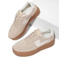 thumbnail image 3 of LUCKY STEP Thick Sole Suede Genuine Leather Classic Casual Walking Shoes,Beige,Womens, 3 of 6
