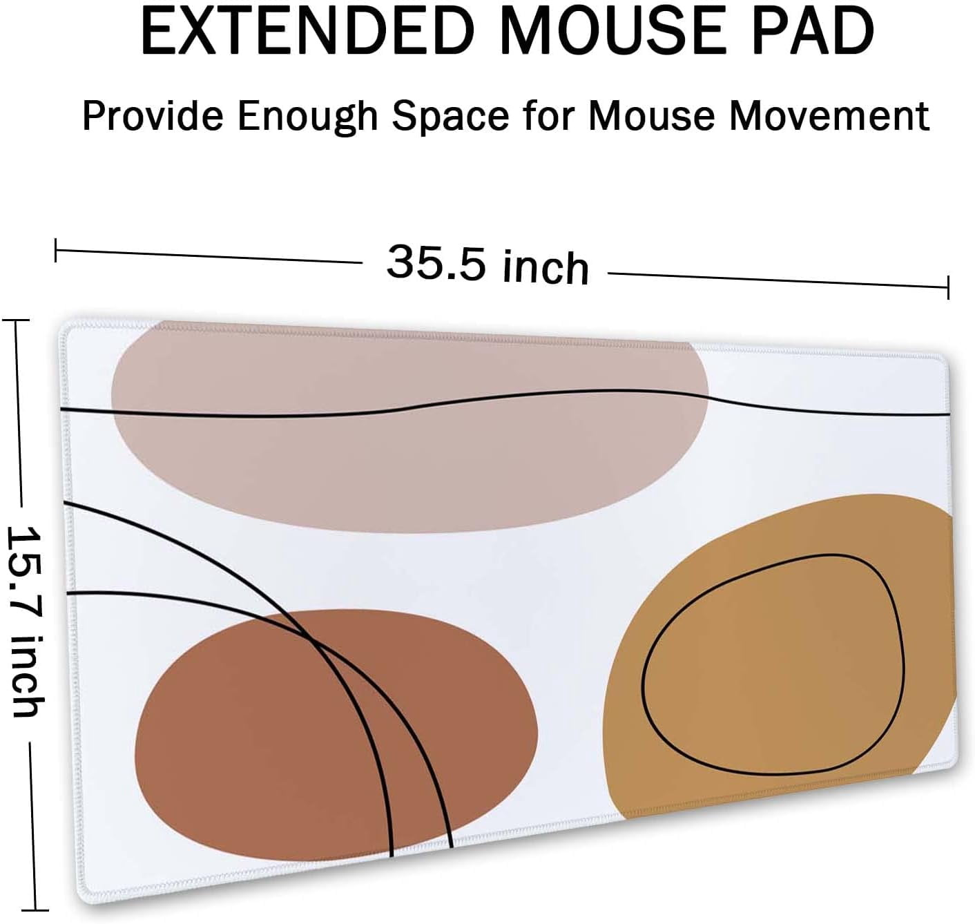 Boho Pastel Painting Desk Mat, Boho Desk Mat, Cute Desk Mat, Mouse Mat, Extended Mouse Pad, Extra Large Desk Mat, 35.5x15.7 in XXL Waterproof Mousepad for Work Game Office, Home