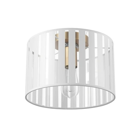 

Novogratz x Globe Electric Novogratz x Globe Brooklyn 1-Light Matte Brass Flush Mount Ceiling Light with Clear and White Striped Plastic Shade 91002389