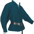 thumbnail image 4 of Pirate Top Long, Sleeve Historical, Costume Viking, Medieval Lace Up, Medieval Lace Up Shirt With Belt Renaissance Pirate Top Long Sleeve Historical Costume for Costume Party, Blue M, 4 of 8
