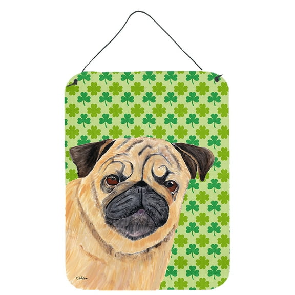 Pug St. Patricks Day Shamrock Portrait Wall or Door Hanging Prints