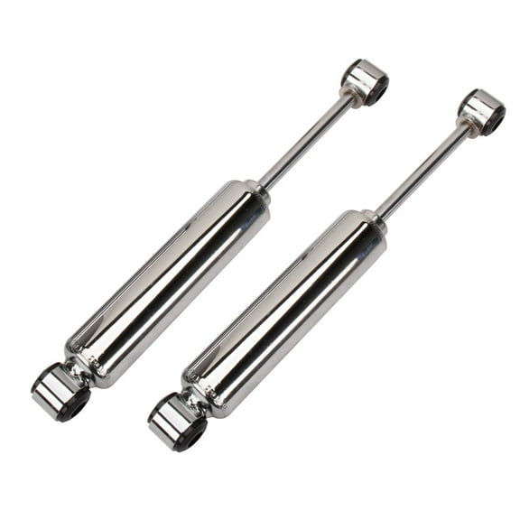 Short Gas-Filled Tube Shocks, Chrome Plated: Premium Steel for Hot Rod/Show Car, 12.5" Mount Length, 9 5/8"-14 5/8" Compression Range, Includes 5/8" & 1/2" ID Bushings and Sleeves