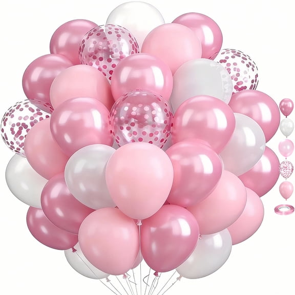 60pc Light Pink Balloons Metallic Pink Balloon Pink Latex Ballons and Pear White Balloons for Birthday Baby Shower Princess Party Decorations