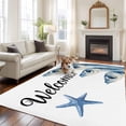 thumbnail image 2 of Ocean Blue Fish Area&nbsp;Rug 5x8ft Welcome Nautical Sea Watercolor Fish Starfish Non-Slip&nbsp;Washable Square&nbsp;Rugs Soft Felt Indoor Floor Mat for Bedroom Kitchen Living Room Bathroom, 2 of 9