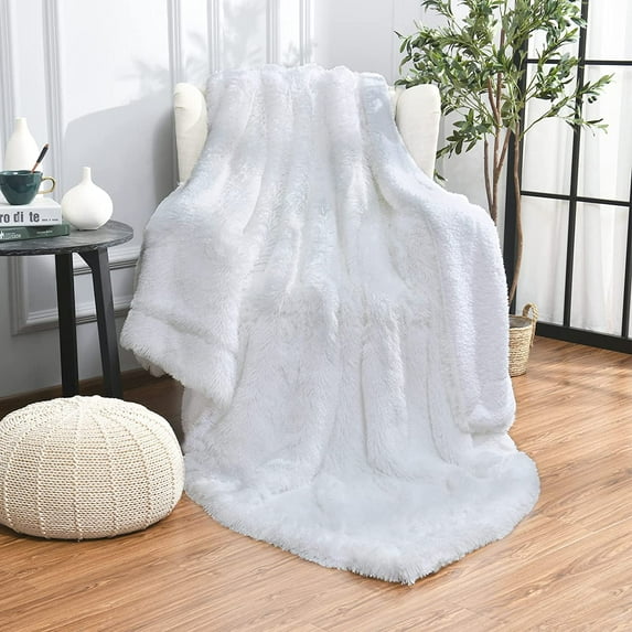 Softlife Extra Soft Faux Fur Throw Blanket with Sherpa Warm Underside,90"x104",White