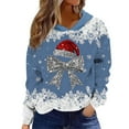 thumbnail image 4 of Womens Christmas Sweater Casual Long Sleeve Christmas Print Soft Athletic Womens Holiday Clothing,Sky Blue,L, 4 of 5