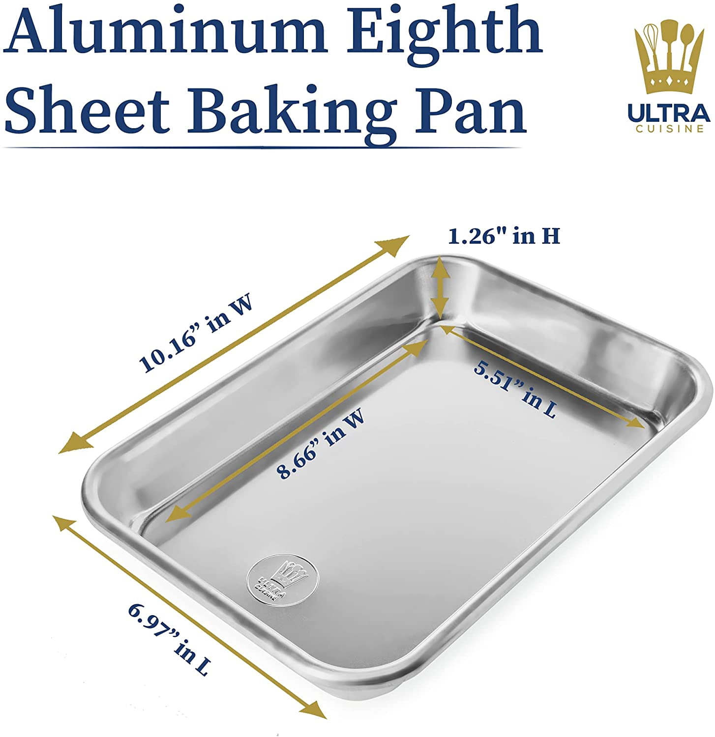 Professional Aluminum Eighth Sheet Pan - 1/8 Small, 6.97x10.16-inch Baking Sheet Set, 2-Pack