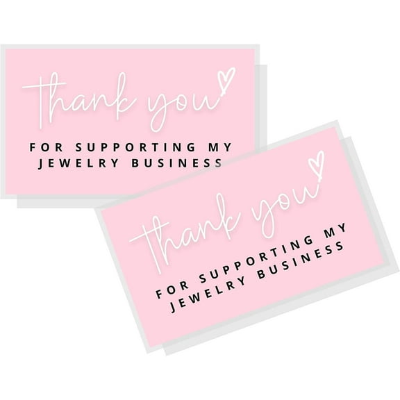Thank You For Supporting My Jewelry Business Cards  50 Pack  2x3.5 Business Card Size  Jewelry Consultant Supplies  Small Business  Pink Card Design