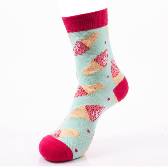 Urban-Peacock Women's Novelty Fun Crew Socks for Dress or Casual - Ice Cream - Mint & Red, 1 Pair