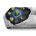thumbnail image 3 of Educational Soft Flannel Fleece Blanket, Circular Frame Showing Basic Phases of Moon Calendar Cosmos Universe, Cozy Plush for Indoor and Outdoor Use, 60" x 80", Blue Indigo Mustard, by Ambesonne, 3 of 6