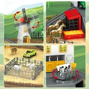 Farm Toy Playset with 49 Pieces - Barn House, 12 Animal Figurines, Tractor Truck, Fences & Play Mat | Educational Learning Toys for Kids Ages 3-12 (ASTM Certified)