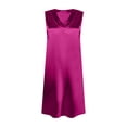 thumbnail image 4 of Vestido de Cuello en V para las Mujeres Verano Color Sólido Vestido de Sueño sin Mangas Vestido de Noche Casual Salón, 4 of 5
