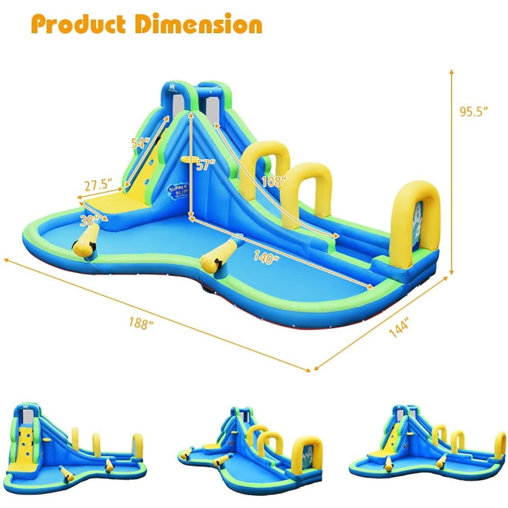 Aimee Lii Multifunctional Inflatable Water Bounce with Blower, Kids Bounce House Water Slide