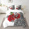 thumbnail image 2 of Castle Fairy Chic Red Floral Rose Bedding Comforter Set 7pcs for Boys Girls,Abstract Leopard Print Queen Bedding Sets Super Cozy,Happy Valentine's Day Queen Sheet Sets,Microfiber Bedroom Decor, 2 of 7