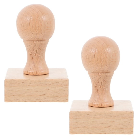 MRLESS 2pcs Wooden Craft Stamp DIY Craft Tool Blank Stamper for DIY Cards Making Stamp Blank Wooden Scrapbook Stamp Small Blank Stamp