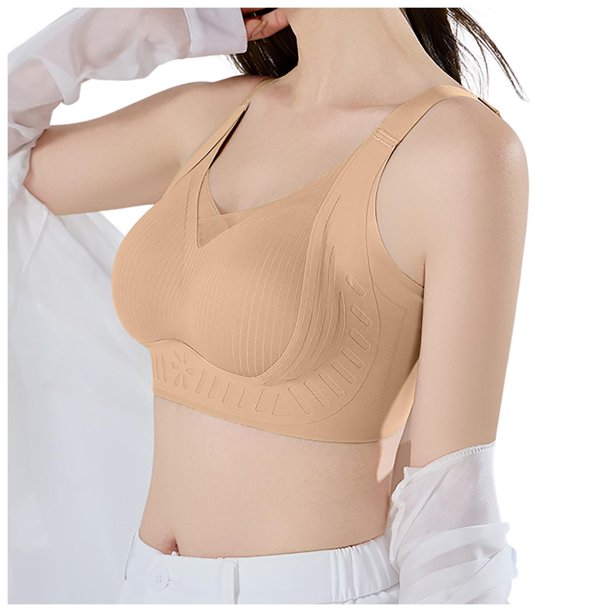Brasier Mujer Sujetador de Copa Fija con Realce sin Costuras para Mujer, Ajustable, con Aros, Transpirable y Retráctil. Extra Grande