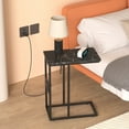 thumbnail image 6 of VECELO C Shaped End Table with Charging Station, Small Side Tables C Couch Table for Living Room, Bedroom, Sofa Table with USB Ports and Outlets for Small Spaces, Marble Black, 6 of 9