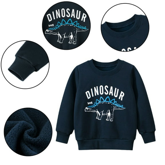 KYAIGUO Kids Toddler Fall Winter Sweatshirt for Boys,Little Boys Thick Warm Dinosaur Shirts Top T-Shirt Baby Fleece Sweatsuit ,Size 1-9 Years