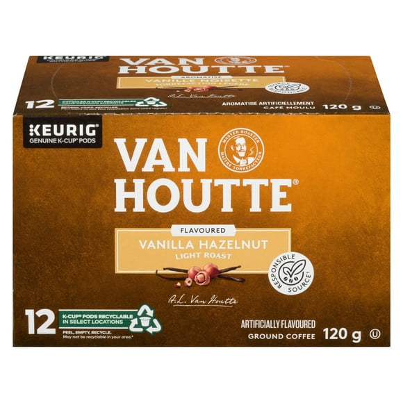 Capsules K-Cup de café vanille et noisette Van Houtte, torréfaction légère Boîte de 12