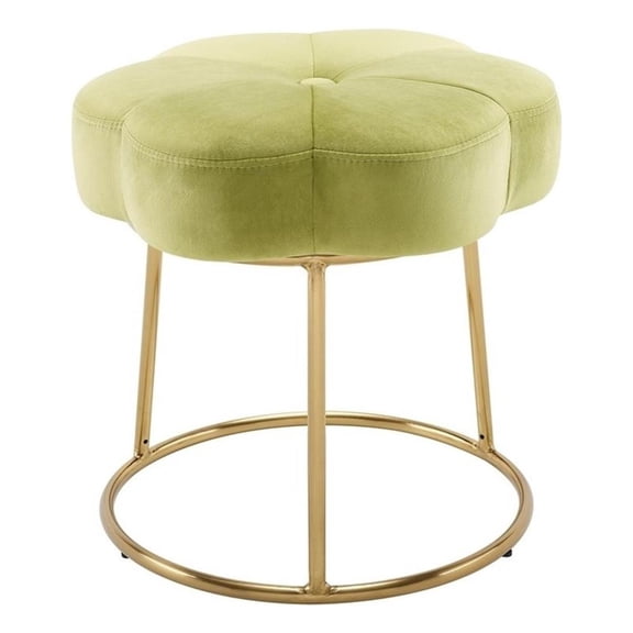 Riverbay Furniture 17.75" Transitional Fabric Accent Vanity Stool in Green