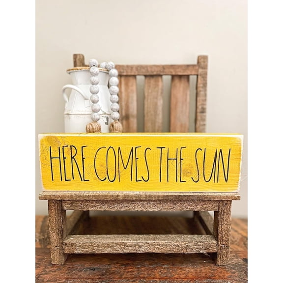 Cskhip Wood Signs Here Comes The Sun, Summer Decor, Summer Sign, Farmhouse Decor Wooden Signs With Sayings 4" x 16"