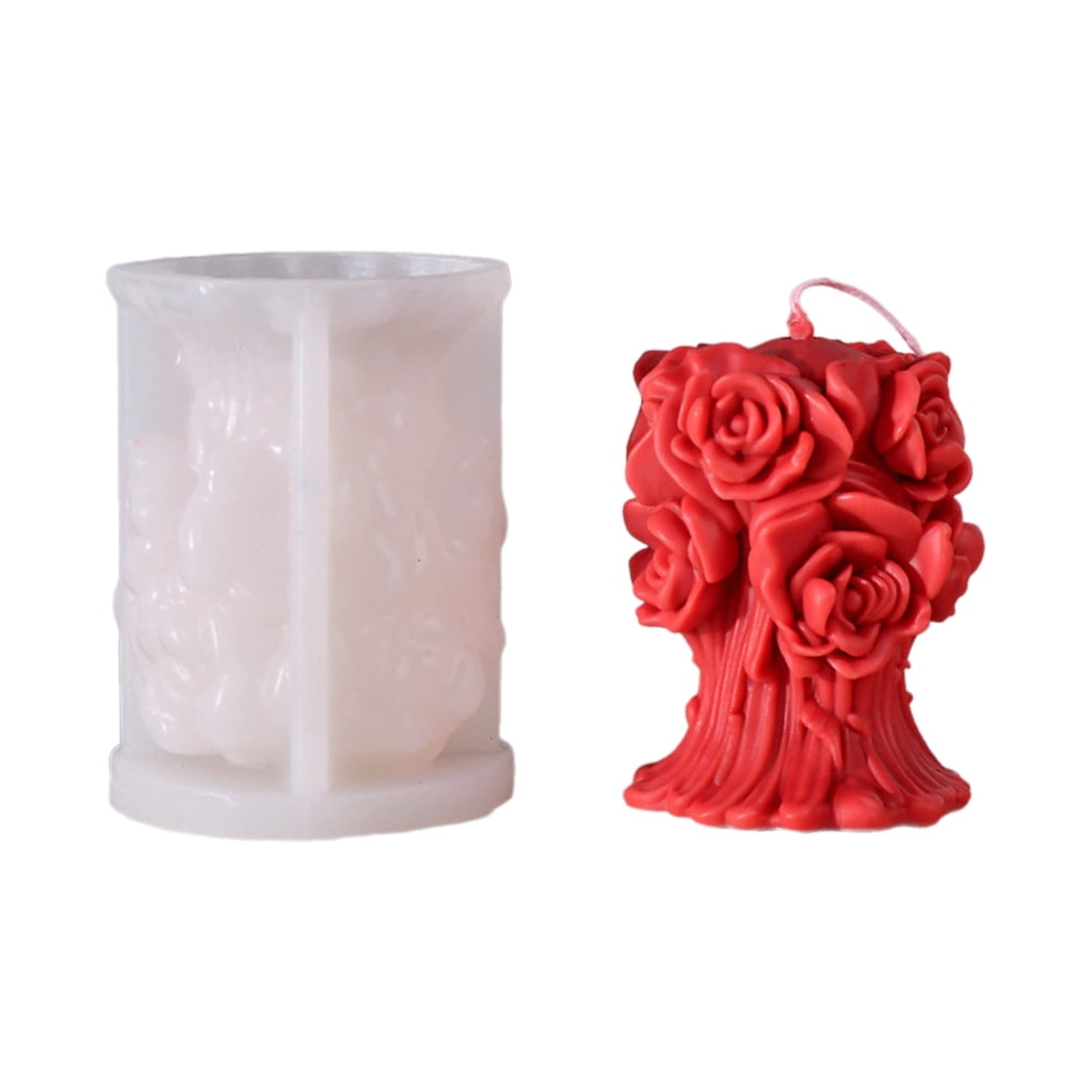 3D Candle Silicone Mold, Rose Flower Candle Mold for Candle Gypsum Ornament Home Decor Birthday Party Treats Resin Craft