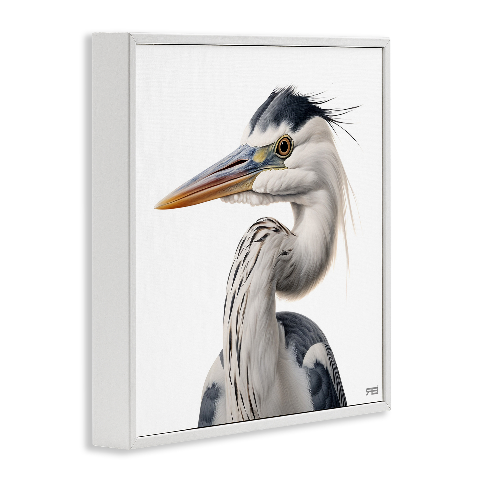 Stupell Industries Stoic Heron Looking Left Animals & Insects Painting White Framed Art Print Wall Art, 12 x 12