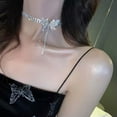 thumbnail image 4 of GKNET Butterfly Necklace Women's Collarbone Chain Full Of Diamonds Tassel Choker WY4-03, 4 of 9